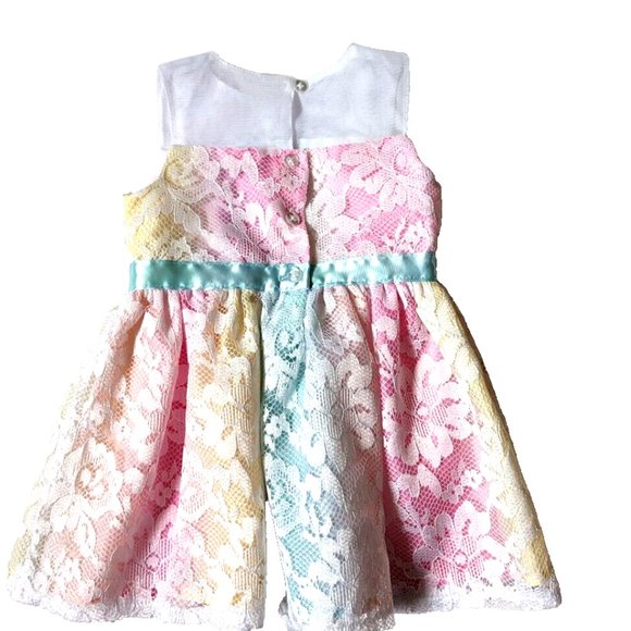 Baby Girls George Lace Dress Robe George pour petites filles Colorful 6-… - Picture 3 of 6